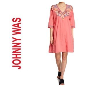 New Johnny Was Kalea Floral Embroidered Dress Pink